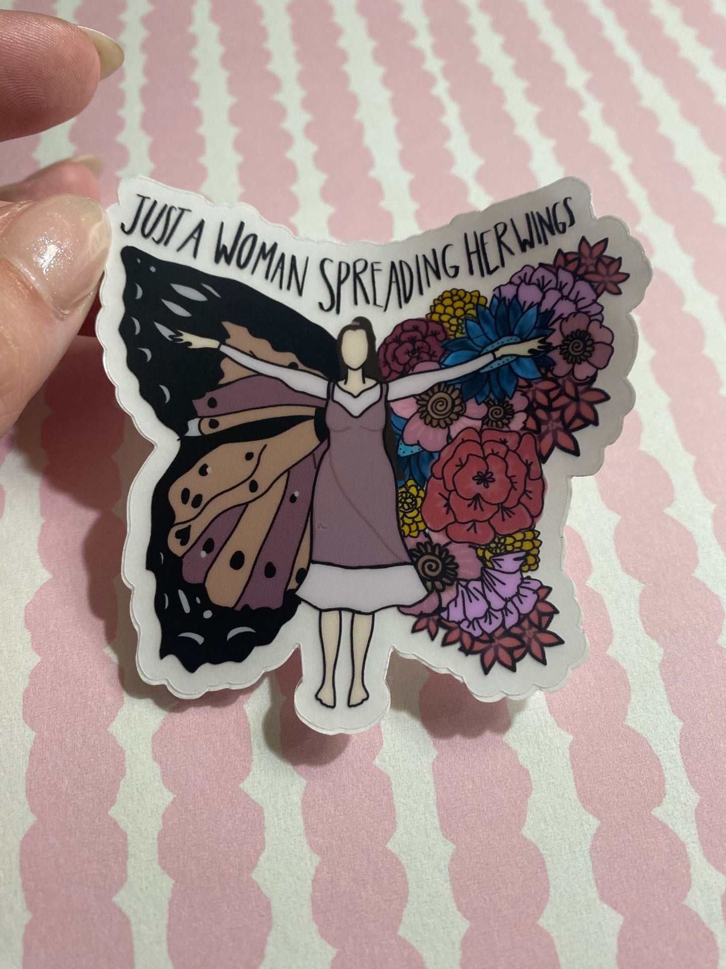 A Woman Spreading Her Wings Sticker [Clear]