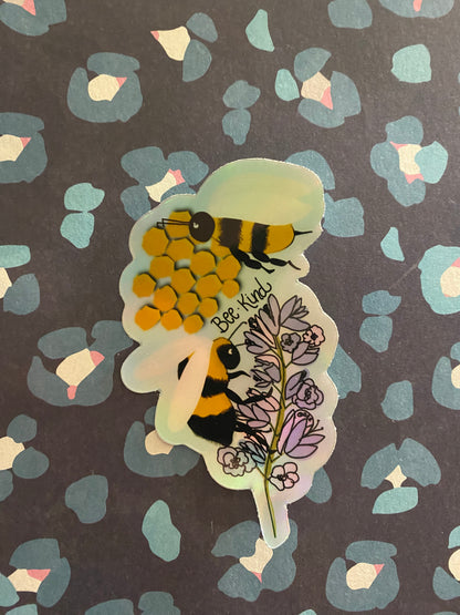 Bee Kind Sticker [Blue Holographic]